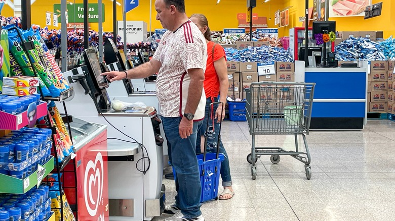 Self-checkout at Walmart