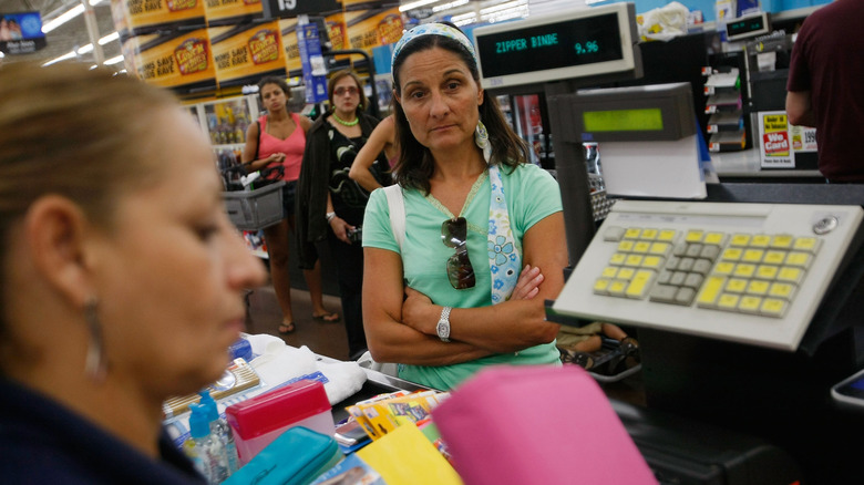 People at Walmart checkout