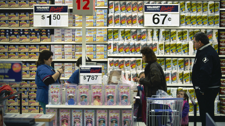 Staff and shoppers at Walmart