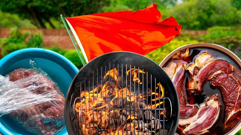 Foods on a grill at a summer barbecue