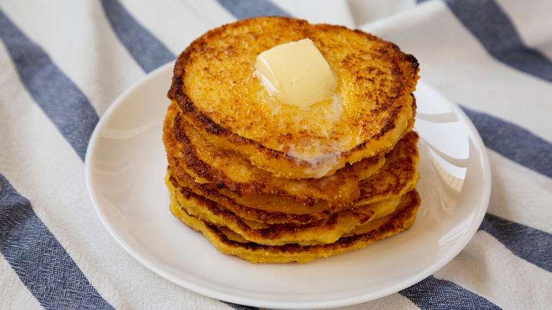 Johnnycakes on white plate