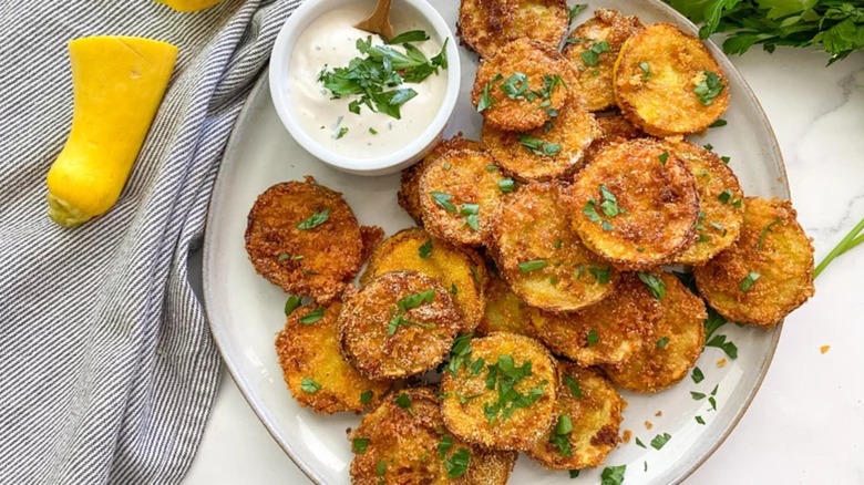 Breaded and fried squash