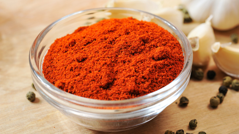 Filled bowl of powdered paprika