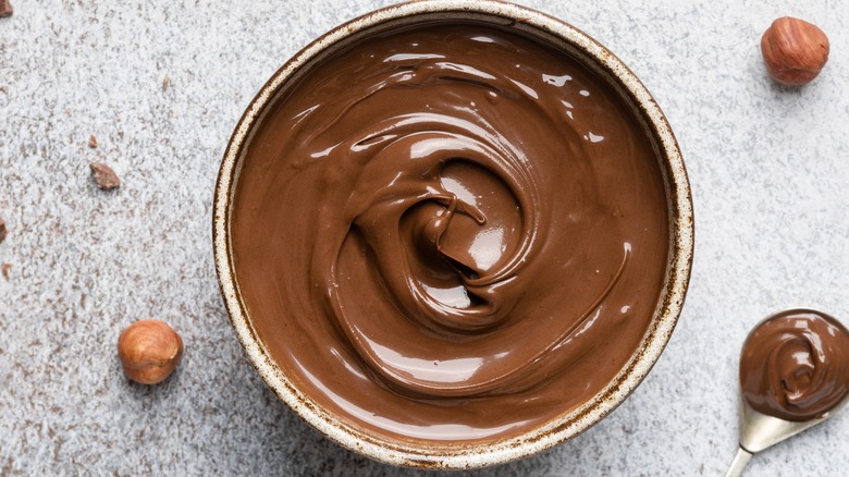 Nutella in ramekin with spoon