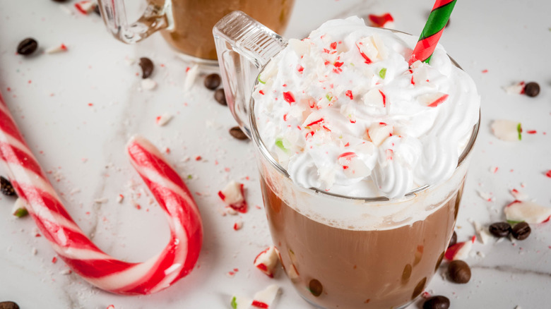 Candy cane with hot chocolate