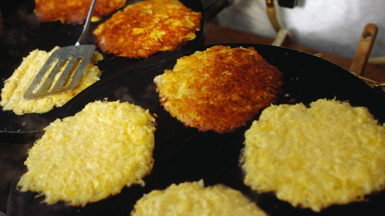 hash browns on a griddle