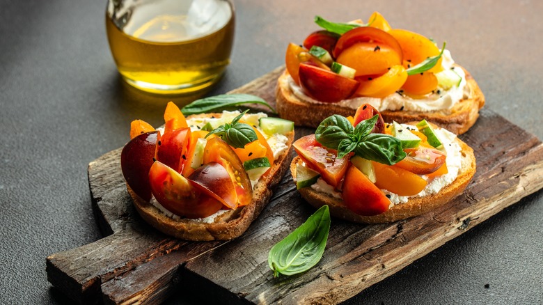 peach and tomato bruschetta