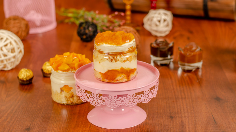 jar of peach trifle