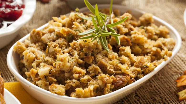 Stuffing caserole in dish