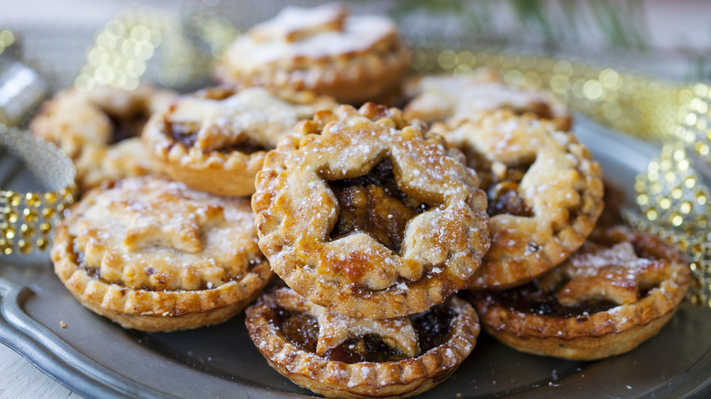 Mince pies with decorative pastry tops