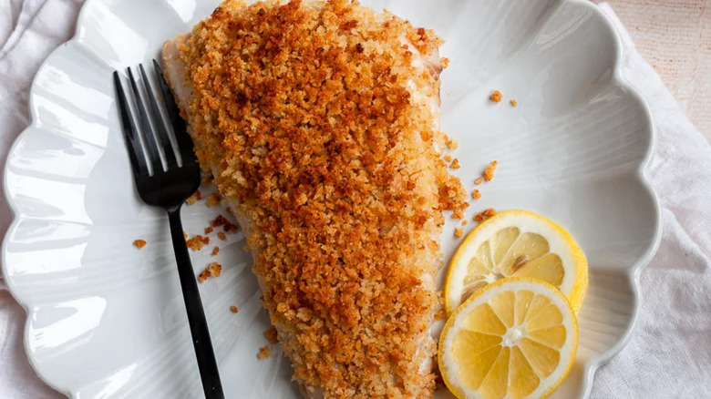 panko crusted baked red snapper