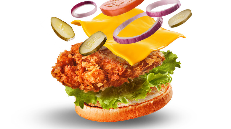 Separate chicken sandwich components