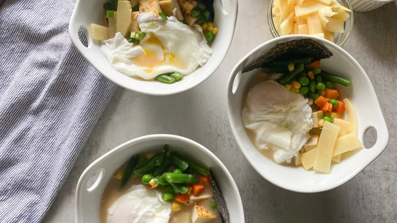 ramen bowls with poached eggs