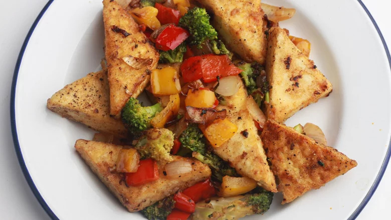 tofu triangles with veggies