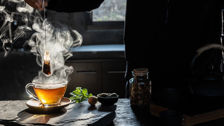 jasmine tea being brewed