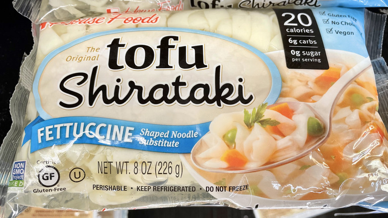 Package of tofu shirataki noodles