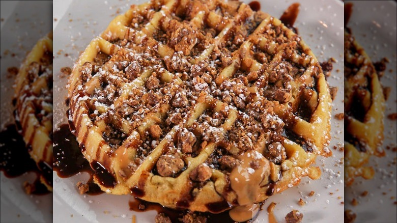 Waffle with peanut butter cups