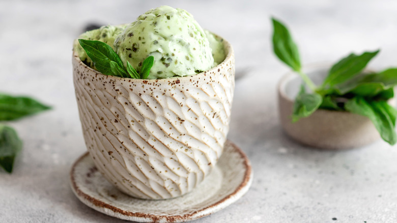 A cup of spinach ice cream