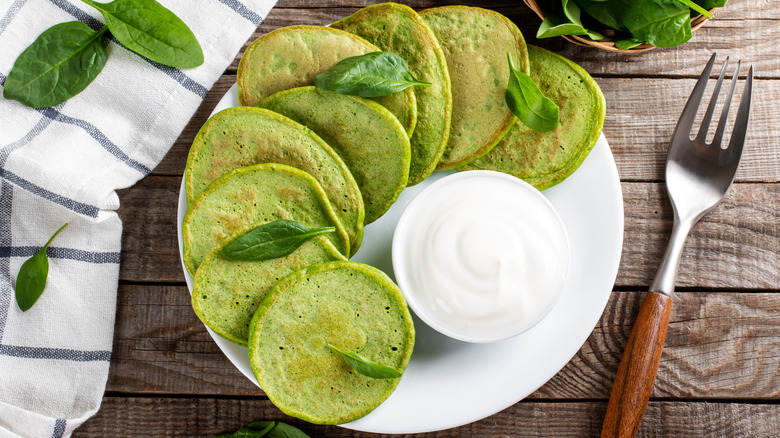 A plate with spinach pancakes