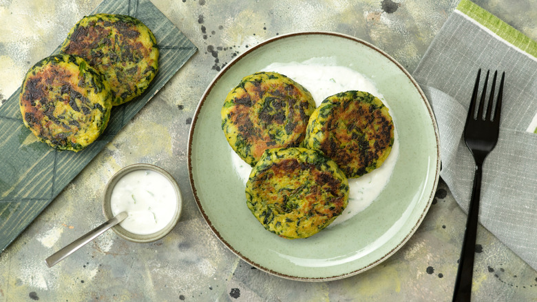 Savory spinach cookies on plate