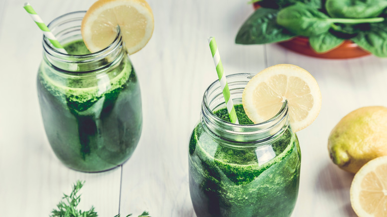 Jars of spinach soda