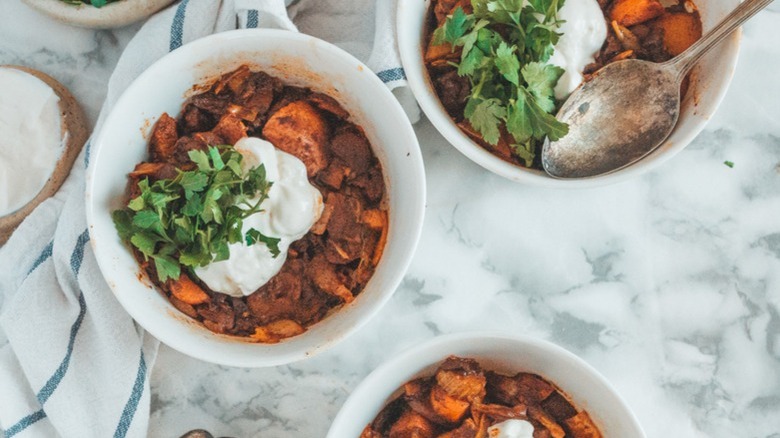 bowls of mushroom goulash