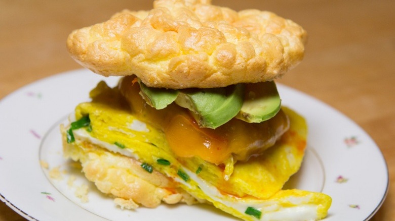 Cloud bread ssandwich with avocado and egg