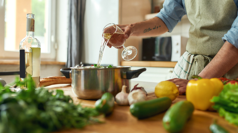 adding wine when cooking