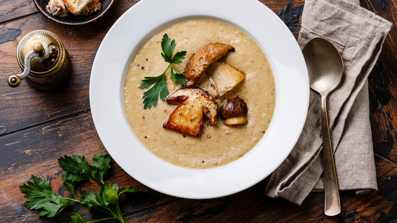 mushroom soup in bowl