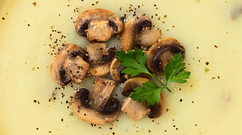 Roast mushrooms as a garnish