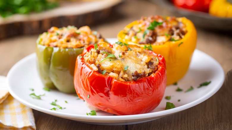 stuffed peppers on plate