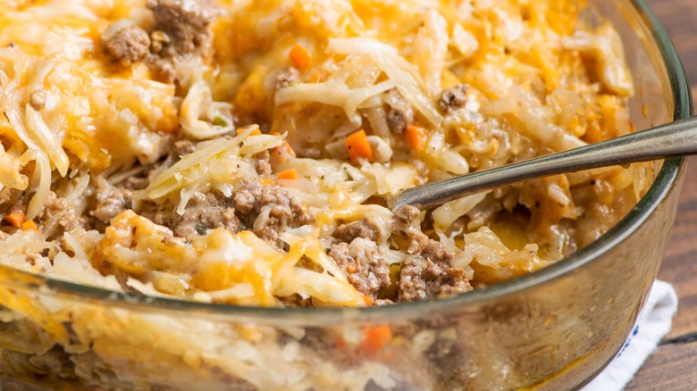 cottage pie with hash brown topping