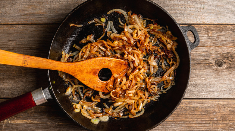 Caramelized onions in a skillet