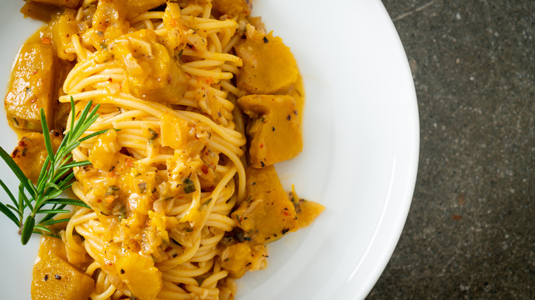 Pumpkin Alfredo on a plate