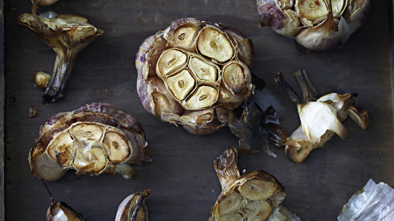 Bulbs of roasted garlic