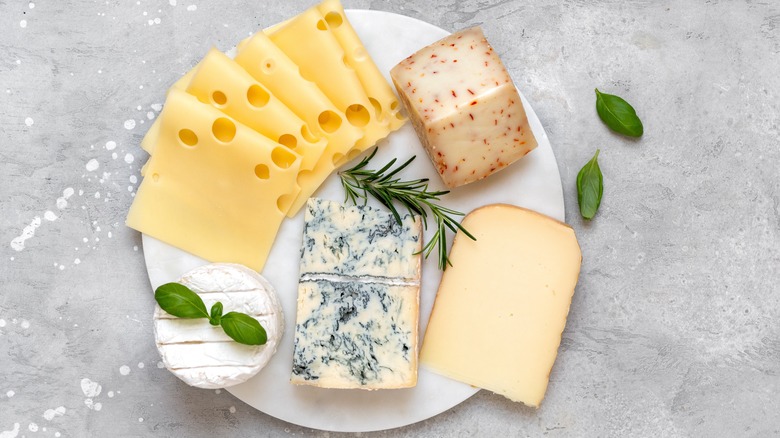 Plate of different cheeses