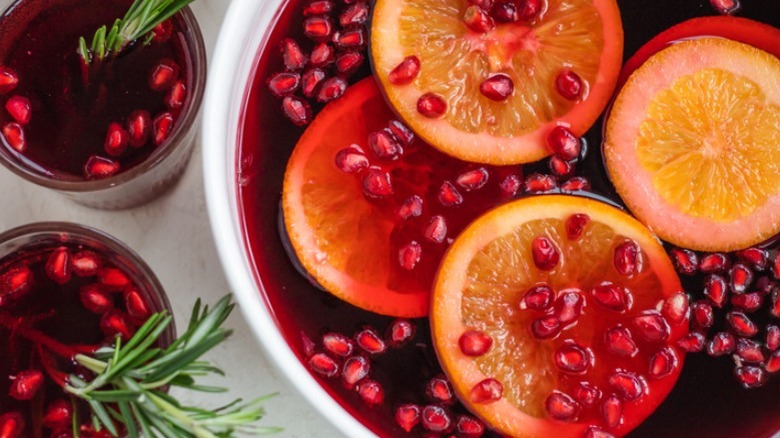 punch with oranges and pomegranates