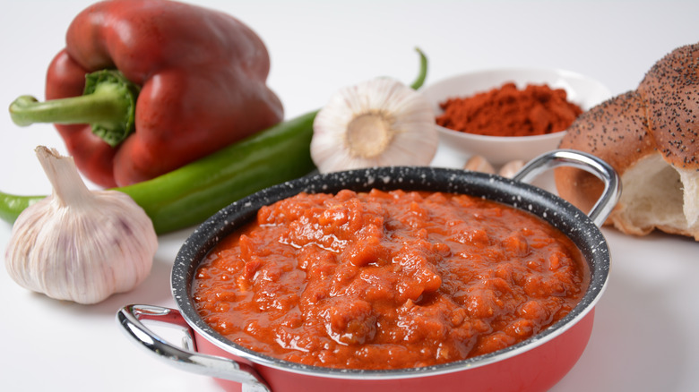 matbucha dip red bell pepper garlic bread