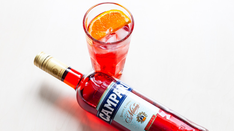 Campari bottle and drink