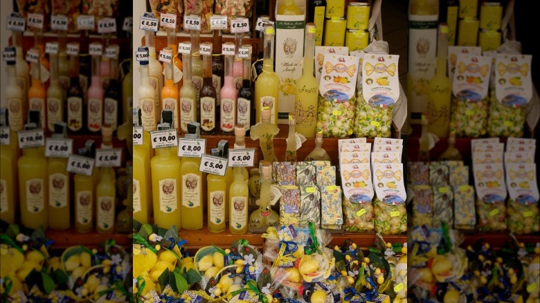 limoncello liqueur in gift shop