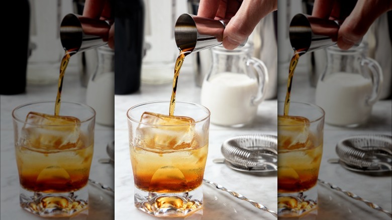 coffee liqueur poured in glass