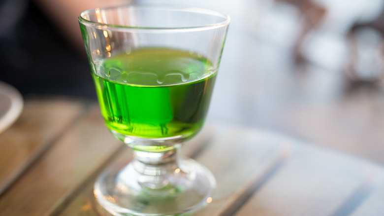 green melon liqueur in glass