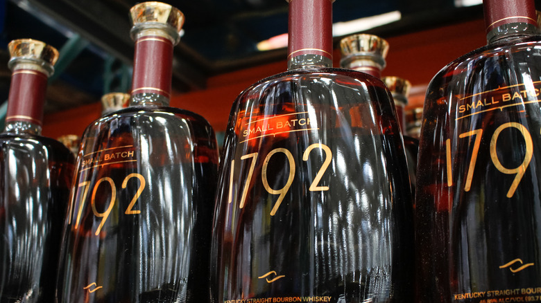 Bottles of 1792 bourbon lined up