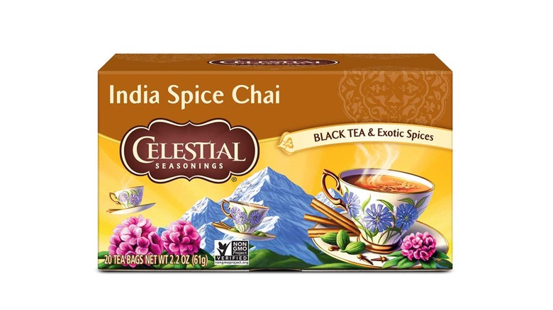 Box of Celestial Seasonings chai tea bags 