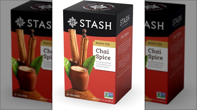 A box of Stash chai tea bags 