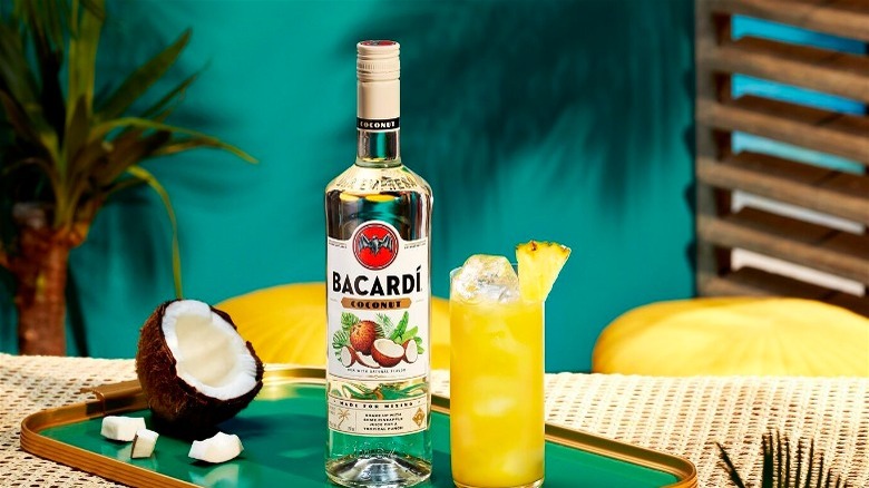 Bacardi Coconut bottle and glass 