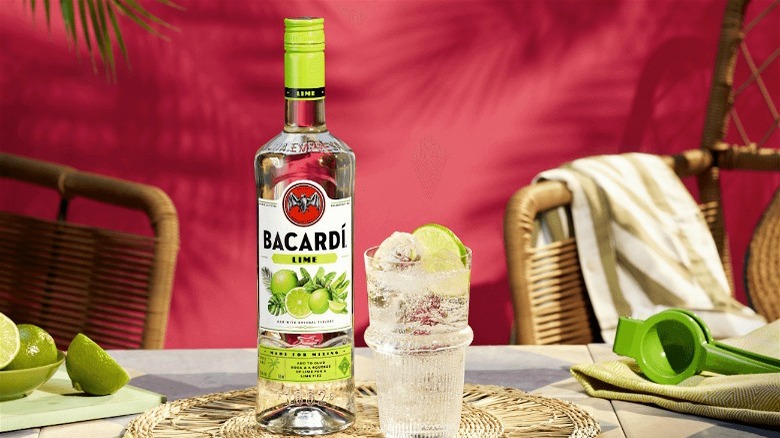 Bacardi Lime bottle and glass 