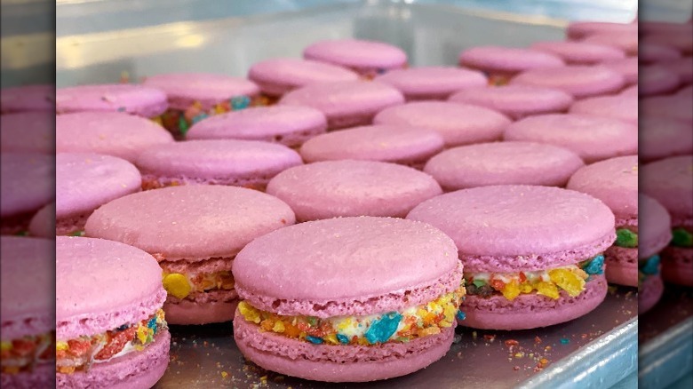 Fruity Pebbles Cereal macarons rows