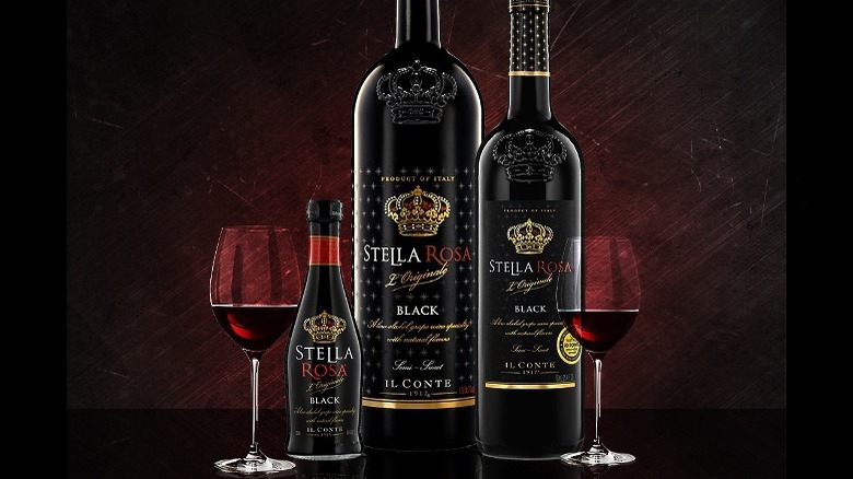 Stella Rosa Black bottles and glasses