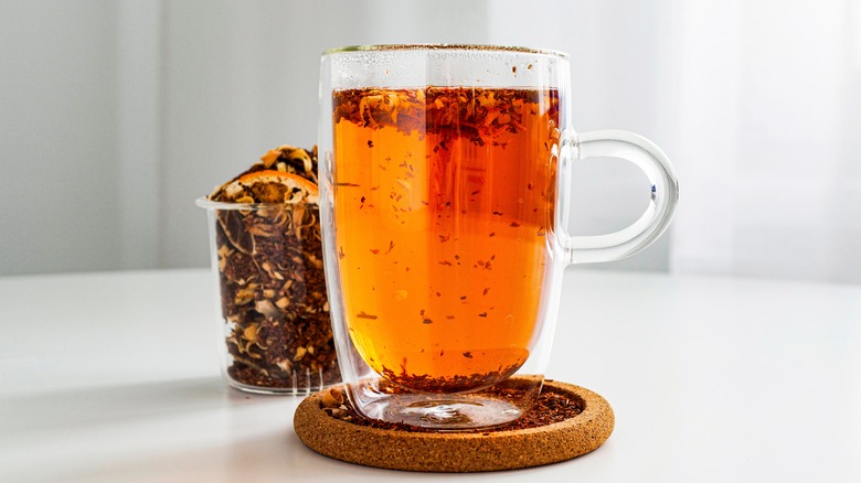 Rooibos tea in a glass mug